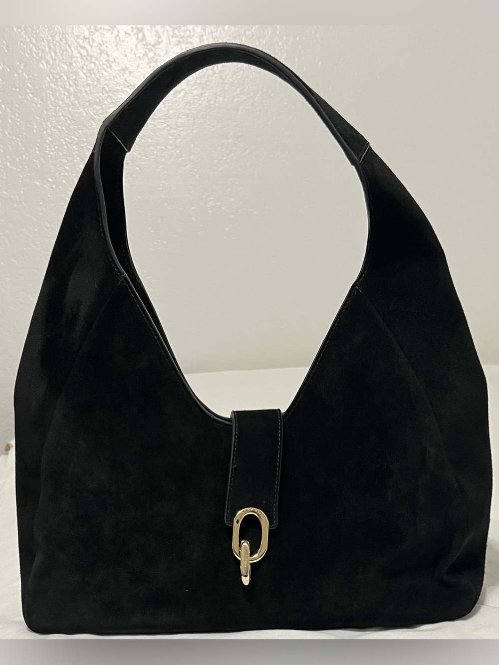 Anine Bing Black Suede Hobo Shoulder Bag Gold Hardware Quiet Luxury - Picture 2 of 9